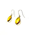 SS Amber Orange Twisted Pear Dangle Earrings