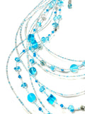 NPS Art Glass Turquoise Cascade 9 Strand Beaded Necklace