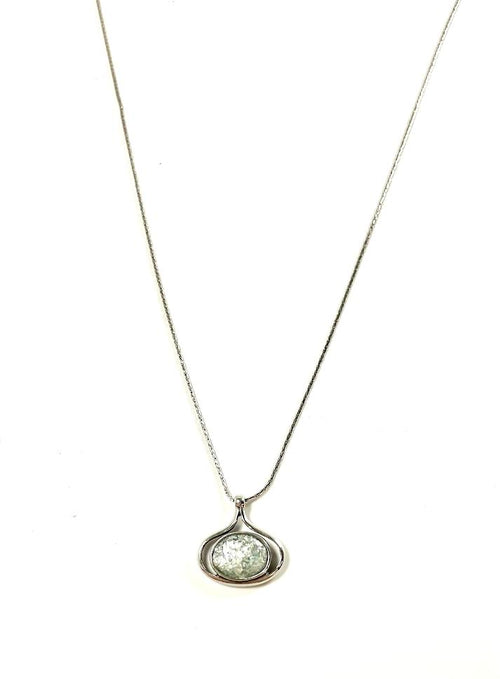 SS Roman Glass Oval Teardrop Necklace