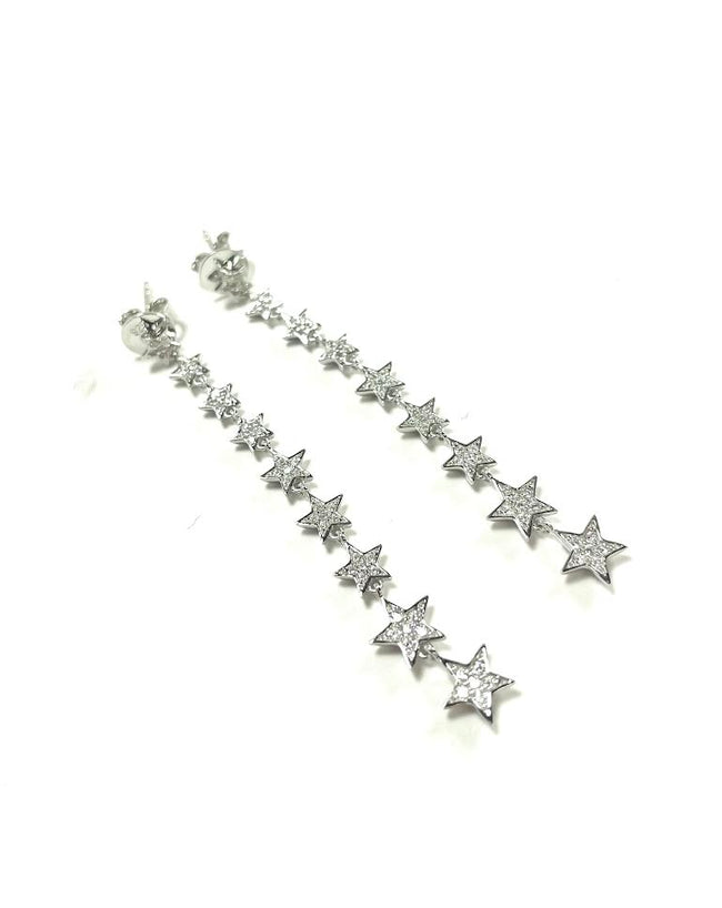 SS CZ Stars Dangle Earrings