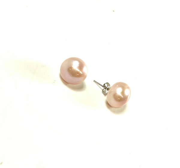 SS Fresh Water Pearl Pink 13.5mm Studs