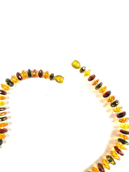 Amber Faceted Disk Beaded Necklace
