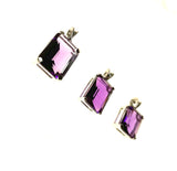 SS Created Amethyst Rectangle Assorted Size Pendants
