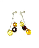 SS Amber Round Graduated Dangle Earrings