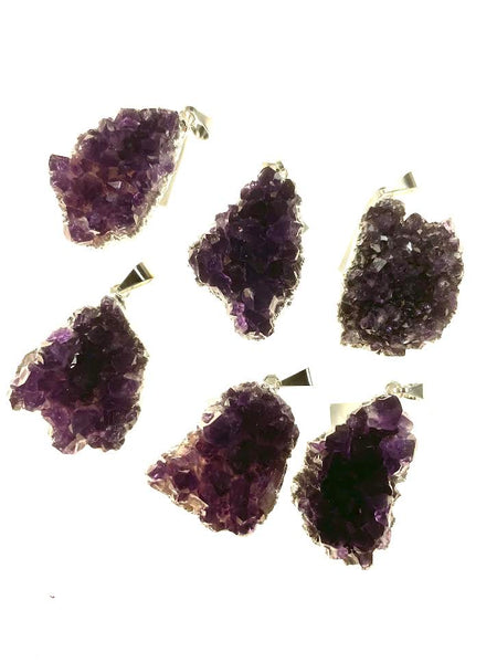 SS Created Amethyst Rectangle Assorted Size Pendants