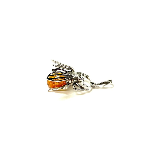 SS Amber Fly Pendant