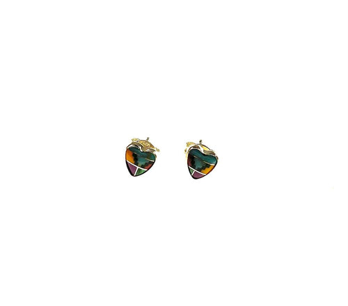 SS Multicolor Inlay Heart Studs