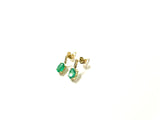 14K Emerald Oval and Diamond Drop Earrings