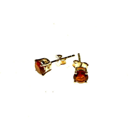 14K Yellow Gold Garnet Round 3.75mm Stud Earrings