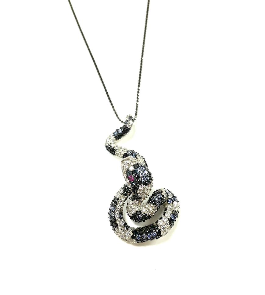 Snake Necklace CZ Snake Necklace Serpent Silver Snake Jewelry 