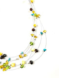 SS Amber and Turquoise 6 Strand Necklace