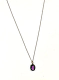 SS Created Amethyst Oval Pendant and Chain