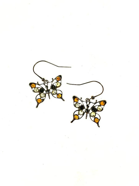 SS Turquoise/Multicolor Inlay Butterfly Pendant