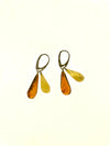 SS Amber Two Tone Pear Dangle Earrings