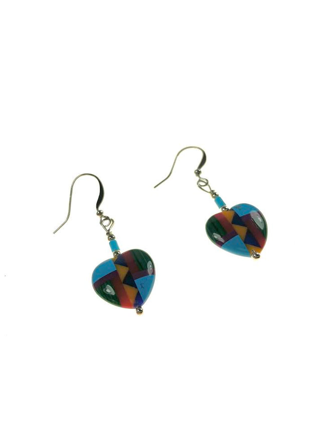 SS Turquoise Howlite Multicolor Dangle Earrings