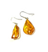 SS Amber Wavy Nugget Pear Earrings