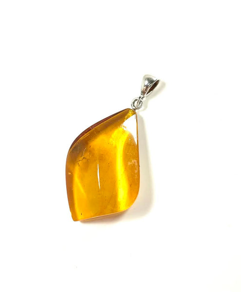 SS Amber Orange Leaf Pendant