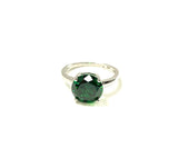 SS Created Emerald Round Ring Size 8