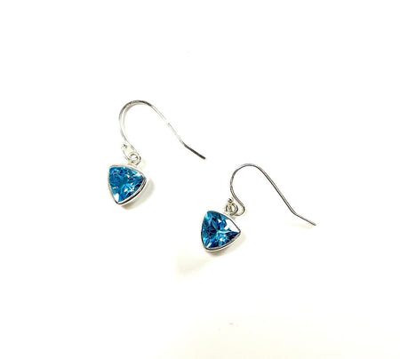 SS Meteorite-style Bezel & Blue Topaz Stud Earrings