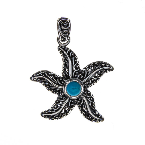 Sterling Silver Turquoise Starfish Pendant