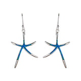Sterling Silver Created Opal Starfish Earrings