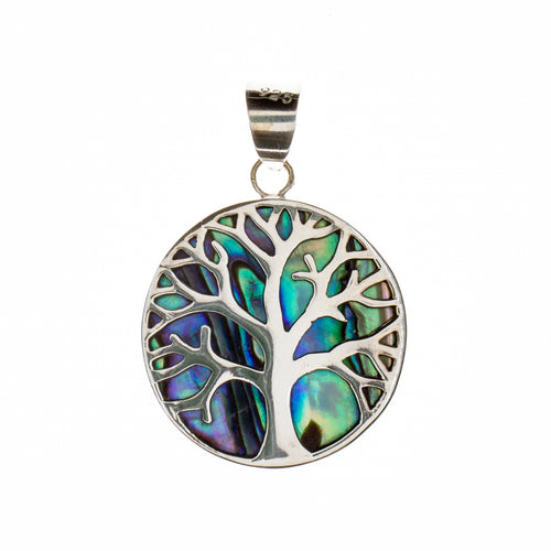 Sterling Silver Abalone Shell Tree of Life Pendant