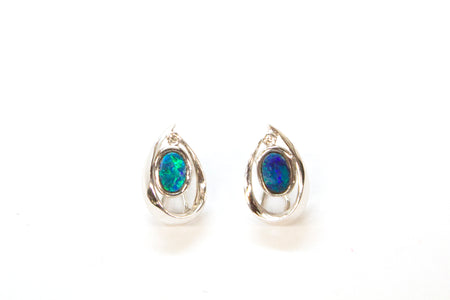 14KW London Blue Topaz and Diamond Pear Earrings