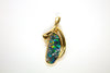 18K Natural Boulder Opal and Diamond Pendant