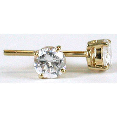 14K Yellow Gold Cubic Zirconia Round 4mm Stud Earrings