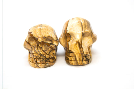 Yellow and Brown Jasper Skull Carving