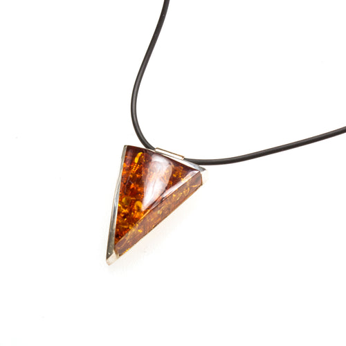 SS Amber Triangle Corded Necklace