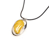 SS Butterscotch Amber Amoeba Pendant W/ Cord