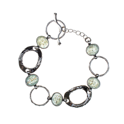 Sterling Silver Roman Glass Bracelet