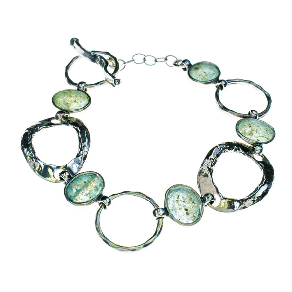 Sterling Silver Roman Glass Bracelet