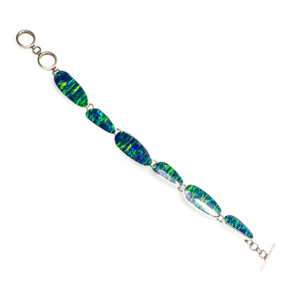 SS Created Opal Freeform Toggle Bracelet
