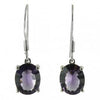 Sterling Silver Created Amethyst Oval Dangle Earrings