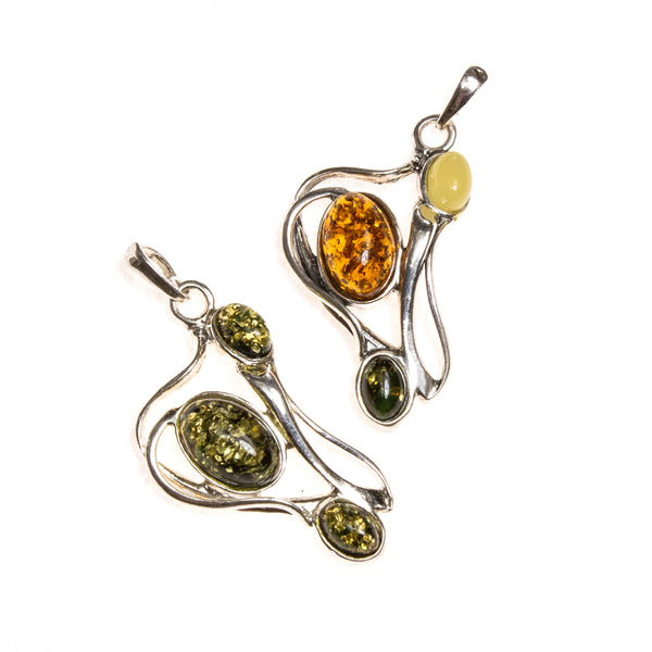 SS Tangled Amber Ovals Pendant