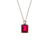Sterling Silver Created Ruby Rectangle Necklace