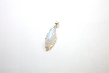 SS Oval Rainbow Moonstone Pendant with Bead Accents