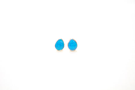 SS Created Opal Dropping Circles Earrings