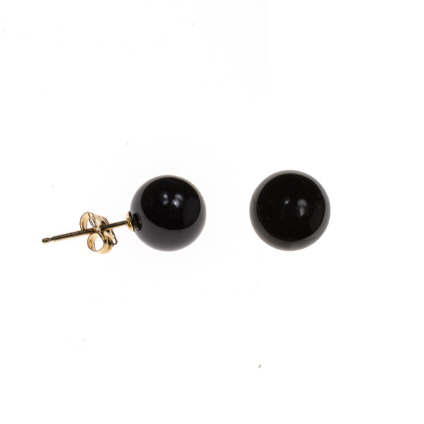 14K 8mm Onyx Ball Stud Earrings
