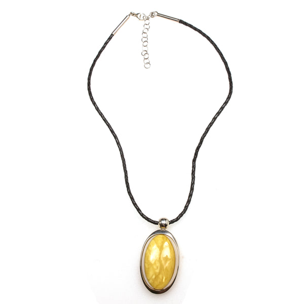 SS Butterscotch Amber Necklace W/ Rubber Cord