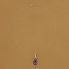 14K White Gold Amethyst Diamont Pear Necklace