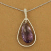 14K White Gold Amethyst Diamont Pear Necklace