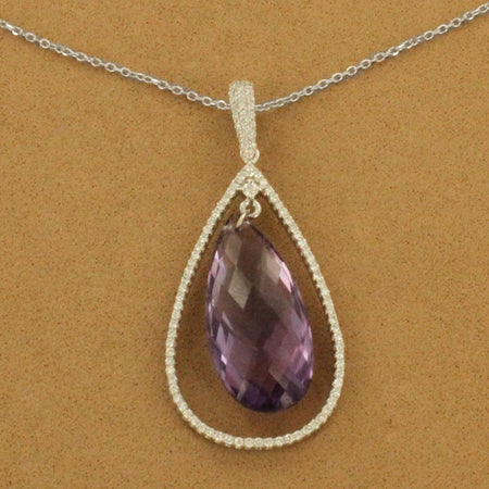 SS Amethyst Two Row Bezel Necklace
