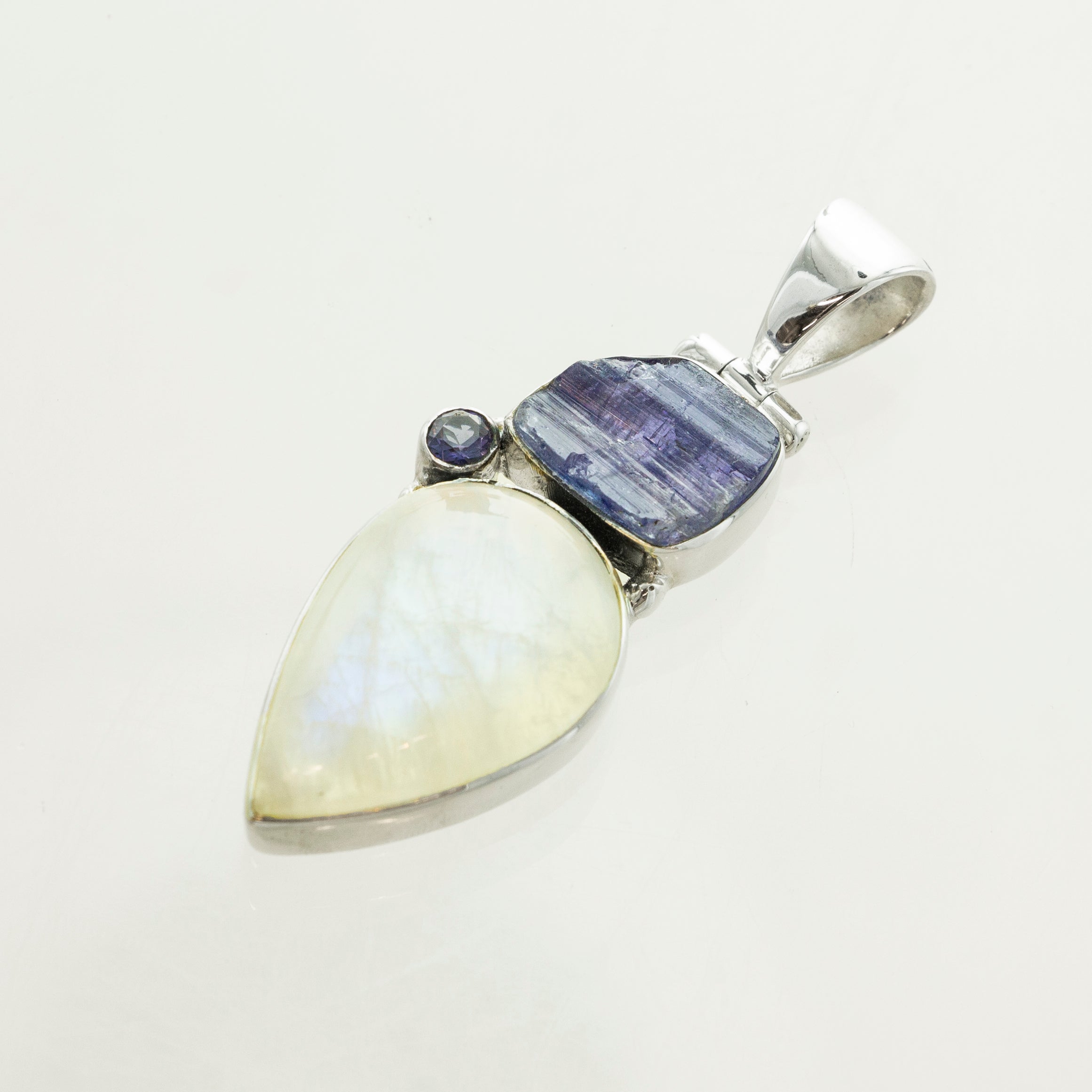 Reversible Rainbow Moonstone and Lapis Lazuli Necklace - Adjustable Reversible Rainbow Moonstone and Lapis Lazuli Necklace - Adjustable