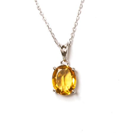 SS Created Citrine Oval Necklace
