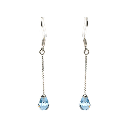 Sterling Silver Created Aquamarine and Cubic Zirconia Oval Stud Earrings