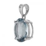 Sterling Silver Created Aquamarine 10mm x 12mm Oval Pendant