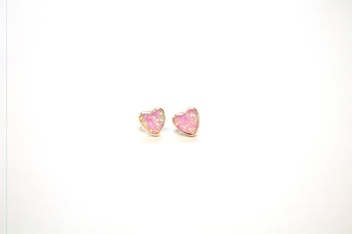 SS Created Opal Pink Heart Studs